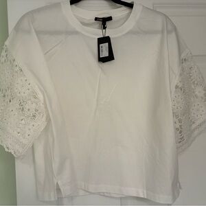 Elegant White Lace Sleeve Top by Maje 
Cotton